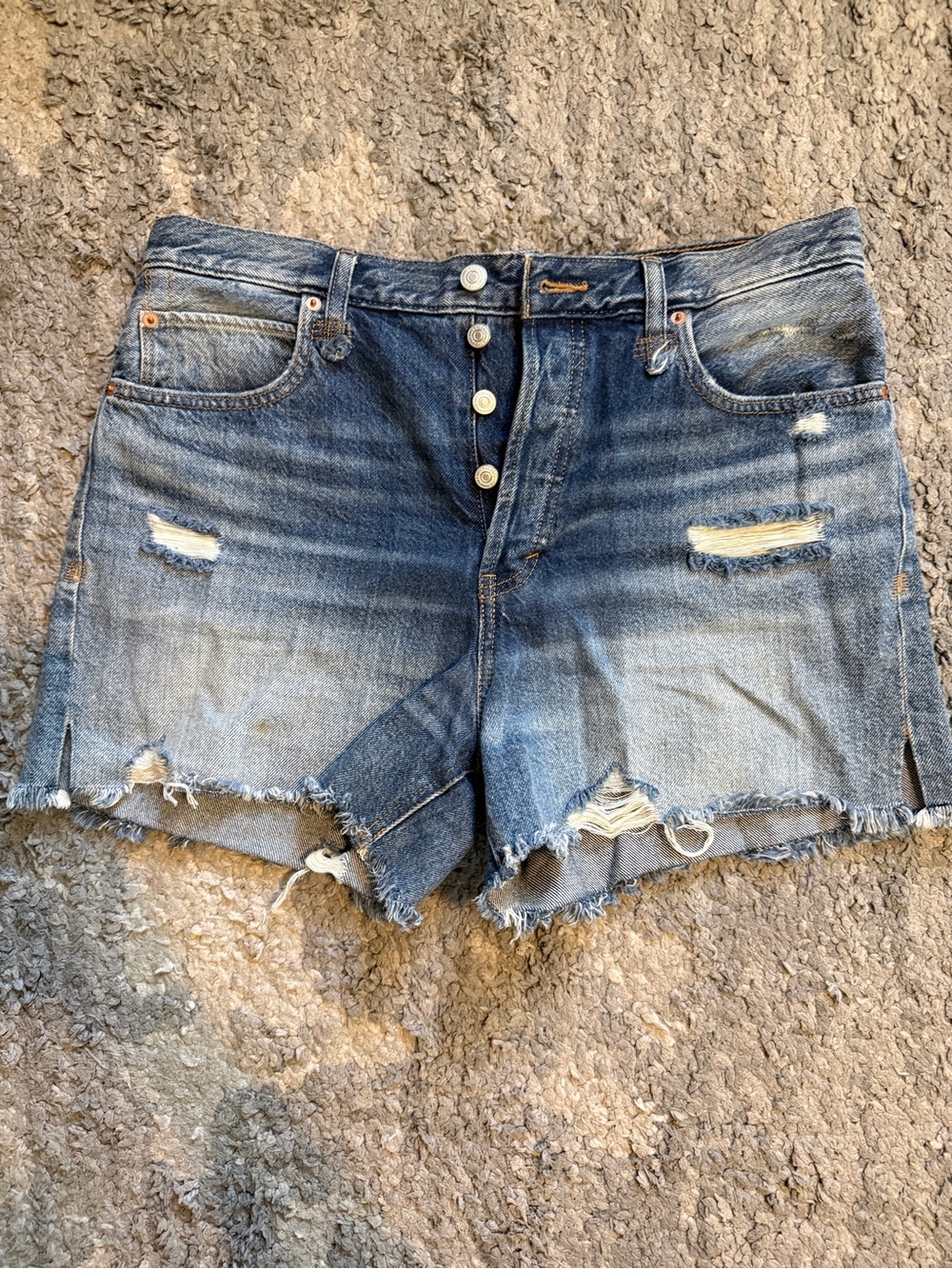 Free people Women's Distressed Denim Shorts - Blue